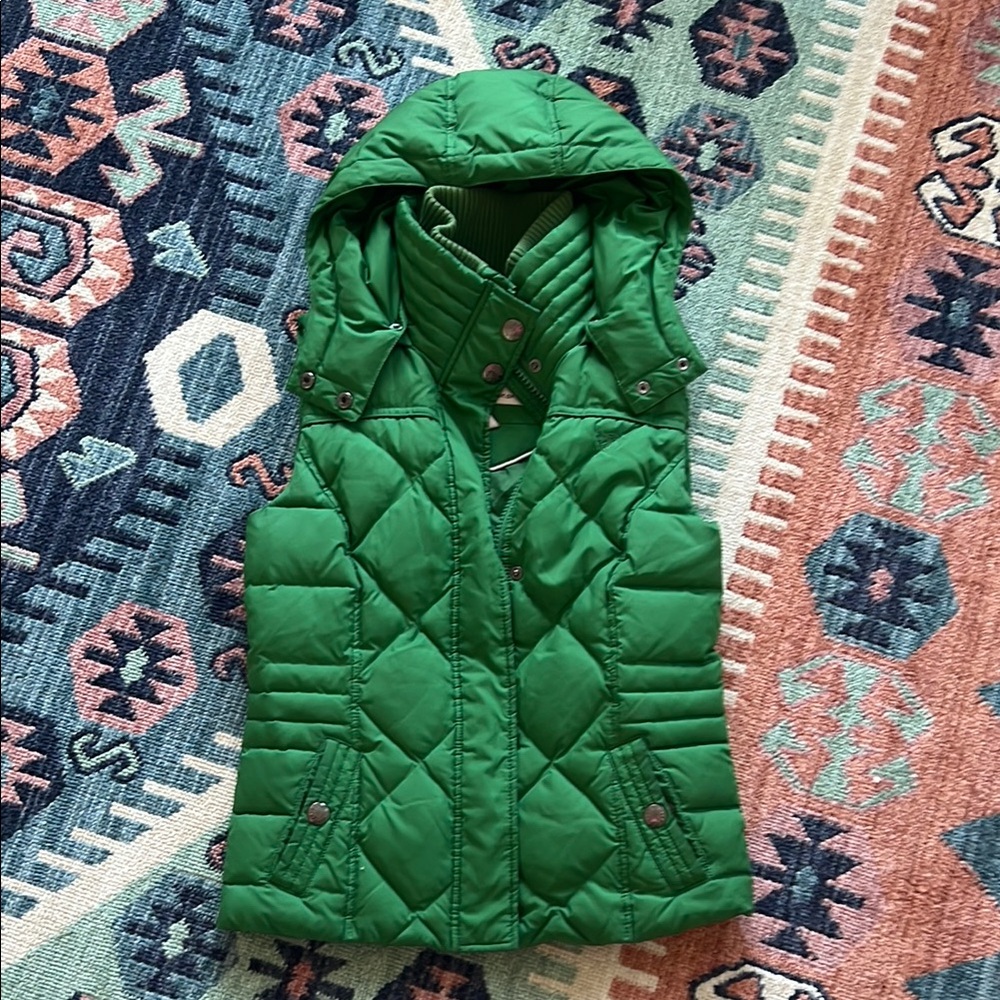 Green Quilted Hooded Vest